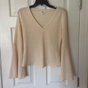 Cream Bell-Sleeve Sweater